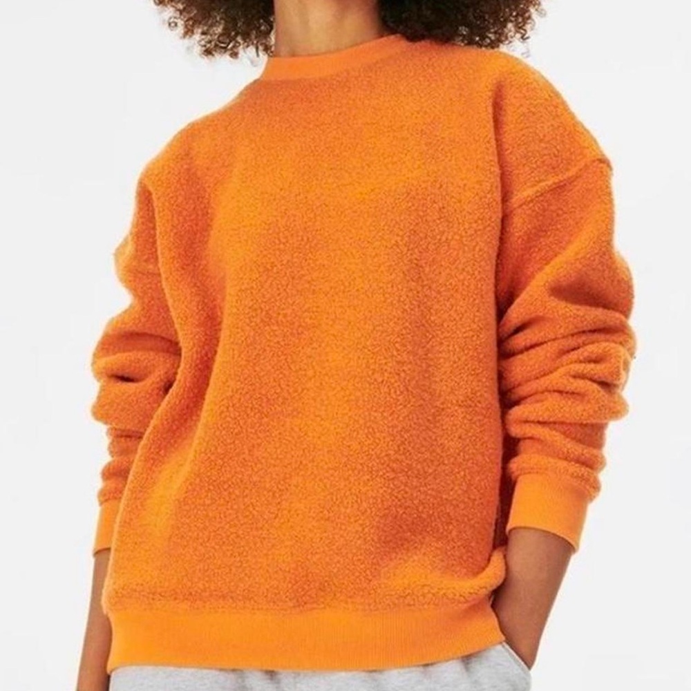 Outdoor Voices Bright Orange Fleece Crewneck Sweater
